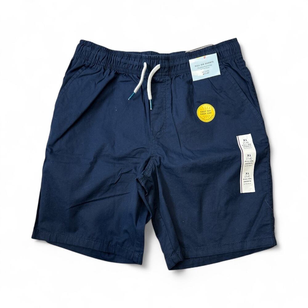 Cat & Jack Youth XL 14 Boy's BLUE Drawstring Shorts, uniform shorts easy on